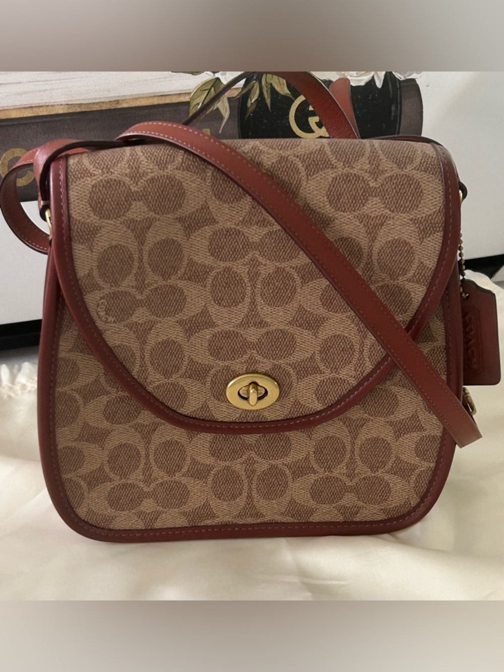Vintage Coach Willow Court Bag Turnlock Flap bag Signature crossbody - Picture 3 of 13